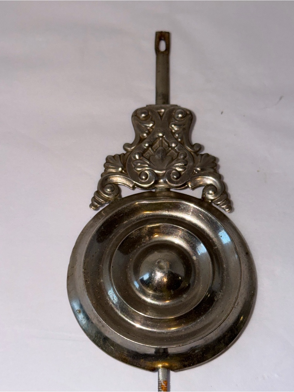 Antique gingerbread clock parts silver pendulum sold as is